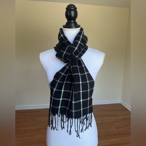 Calvin Klein Black and Cream Plaid Scarf